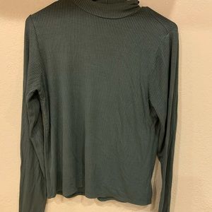 American Eagle Green Ribbed Mock Neck Long Sleeve
